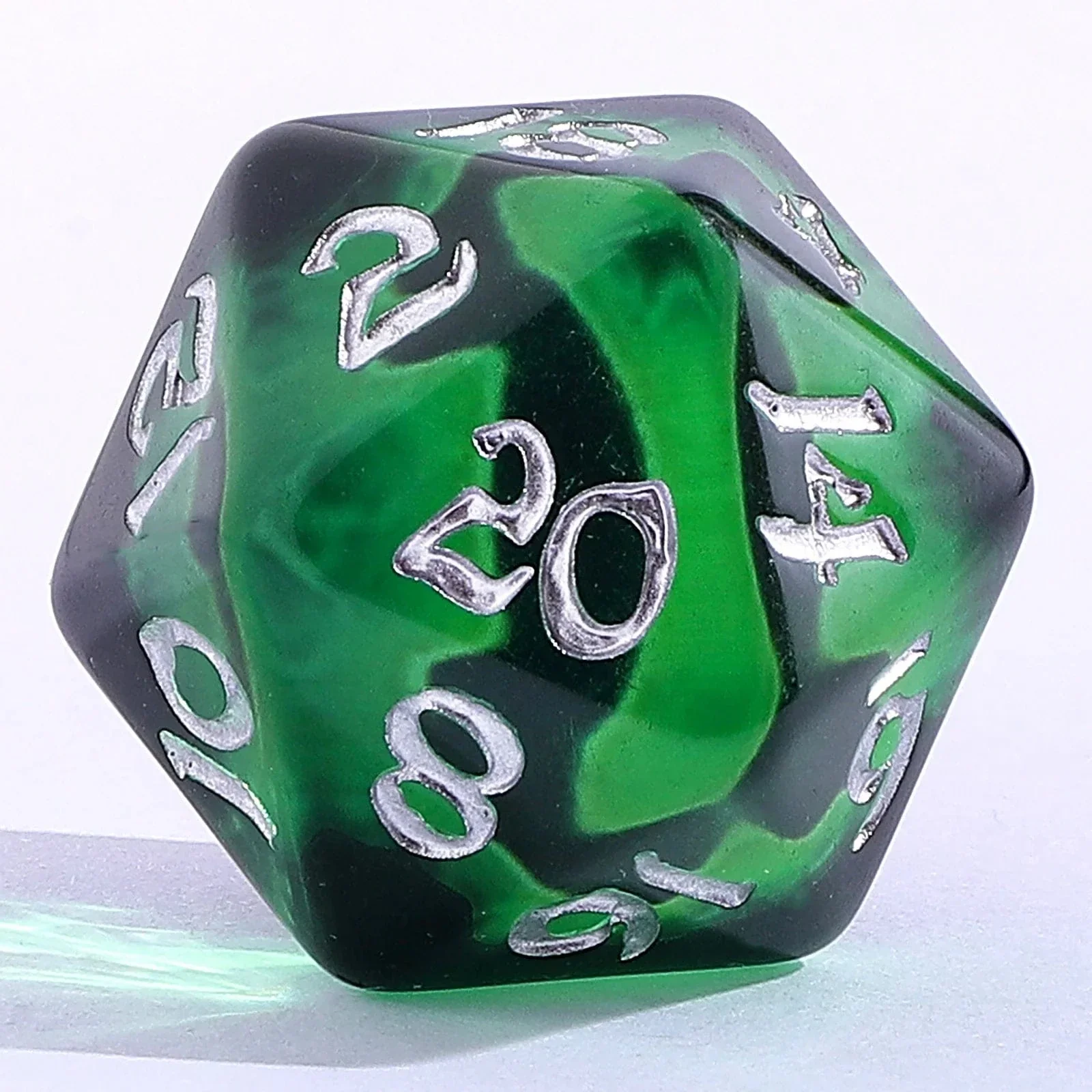 HY00332: Wyrmforged Rollers - Rounded Resin Polyhedral Dice - Dragon Eye Green - Image 3